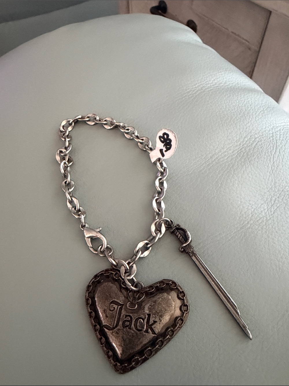 Silver-Tone Heart & Sword Charm Bracelet Disney Pirates Of The Caribbean